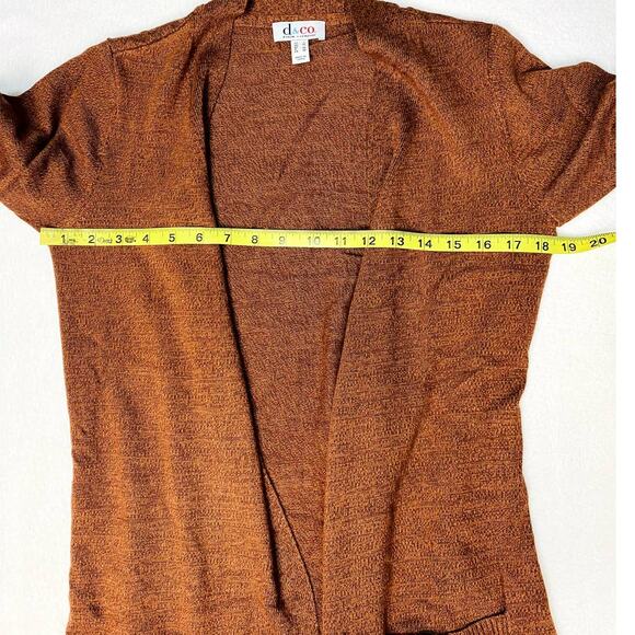 DENIM & CO Sz S copper open brown long sleeve open knit sweater cardigan NEW B29 - Picture 7 of 7